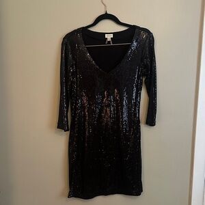 Dynamite Black Sequin Long Sleeve Dress
